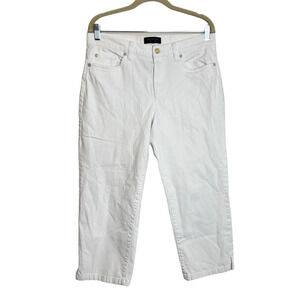 Talbots Womens Cropped White Jeans Size 10 Cotton Spandex